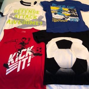 4 boys soccer t-shirts like new and new condition